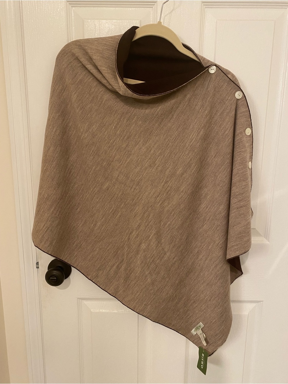 Orvis Taupe Button-Shoulder Poncho